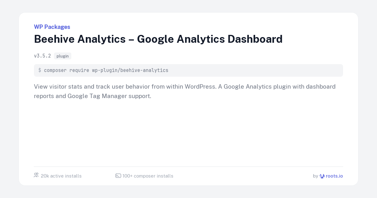 Beehive Analytics – Google Analytics Dashboard — WP Packages