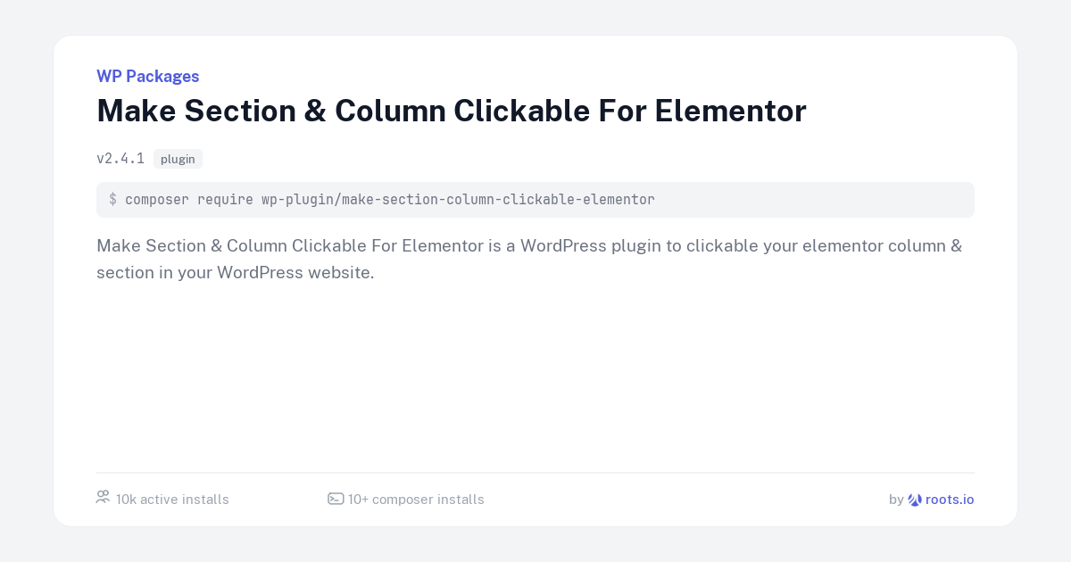 Make Section & Column Clickable For Elementor — WP Packages