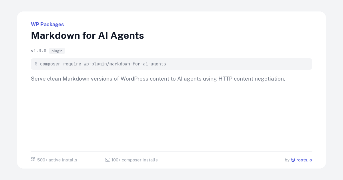 Markdown for AI Agents — WP Packages