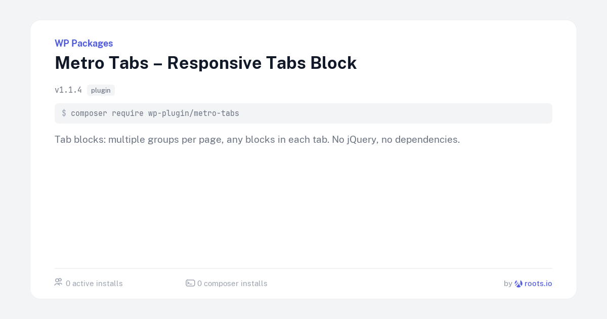 Metro Tabs – Responsive Tabs Block — WP Packages