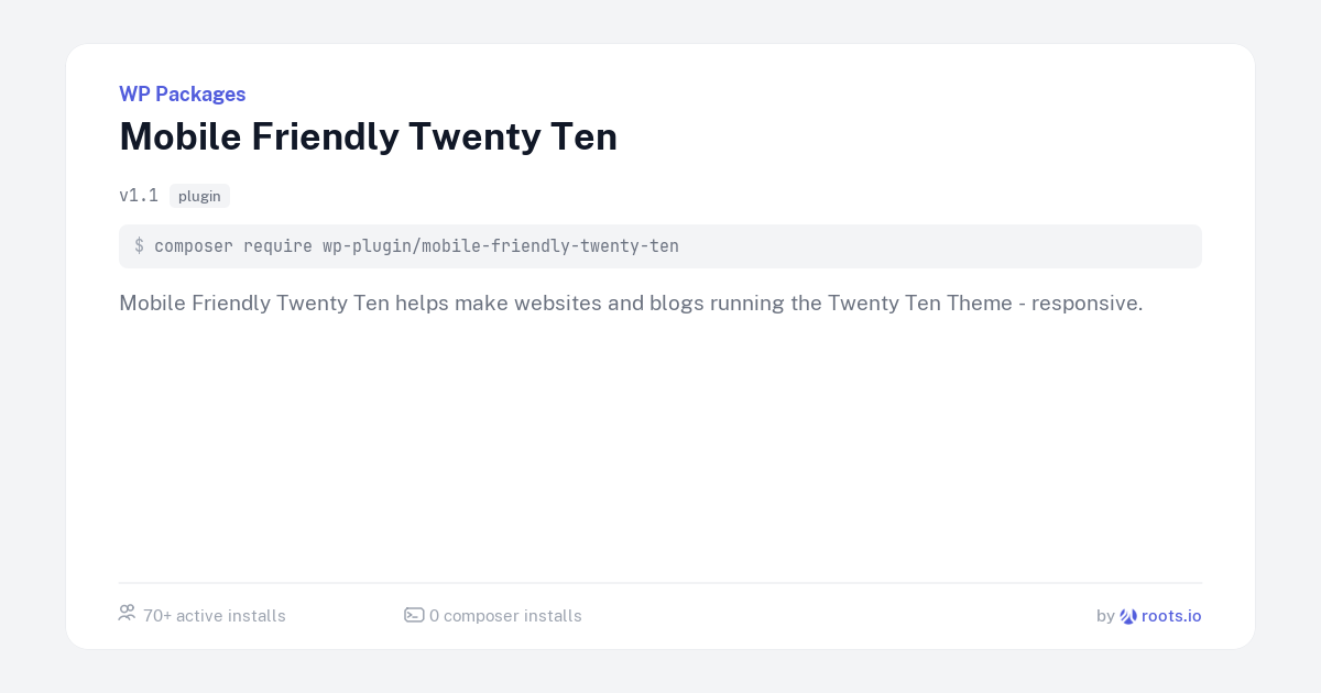Mobile Friendly Twenty Ten — WP Packages