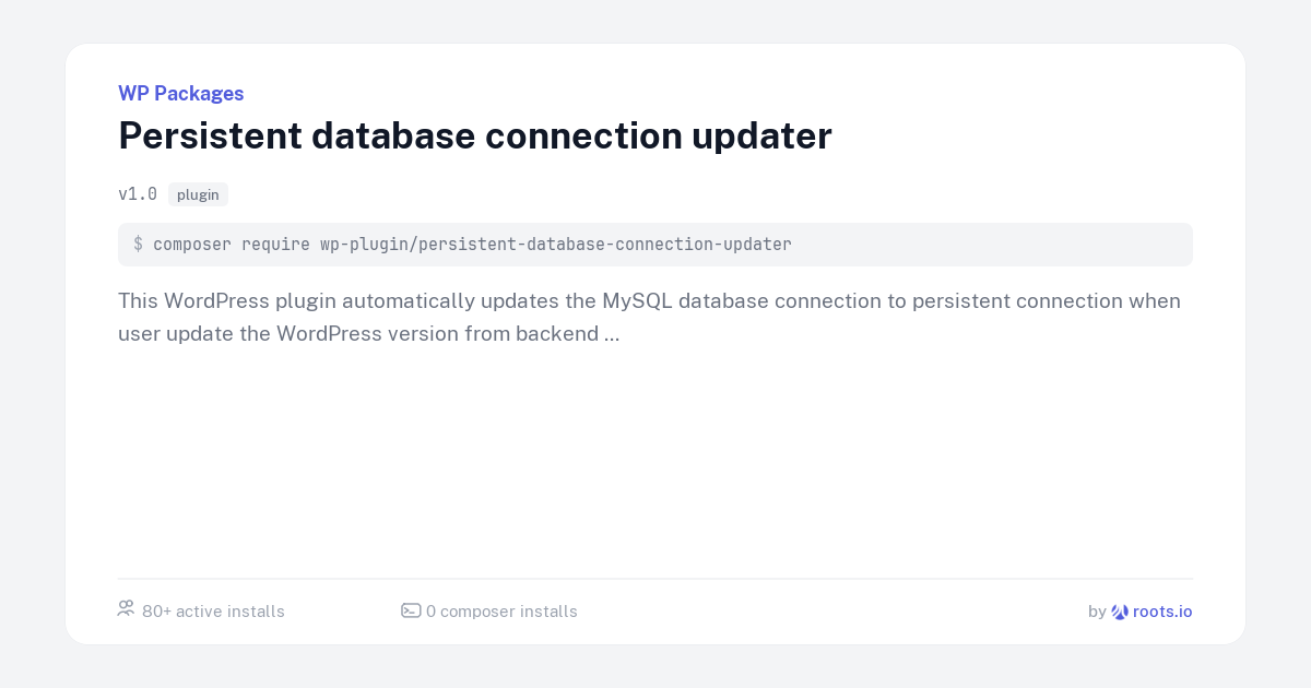 Persistent database connection updater — WP Packages