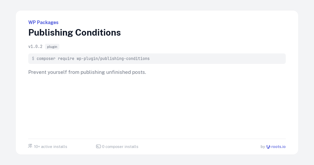 Publishing Conditions — WP Packages