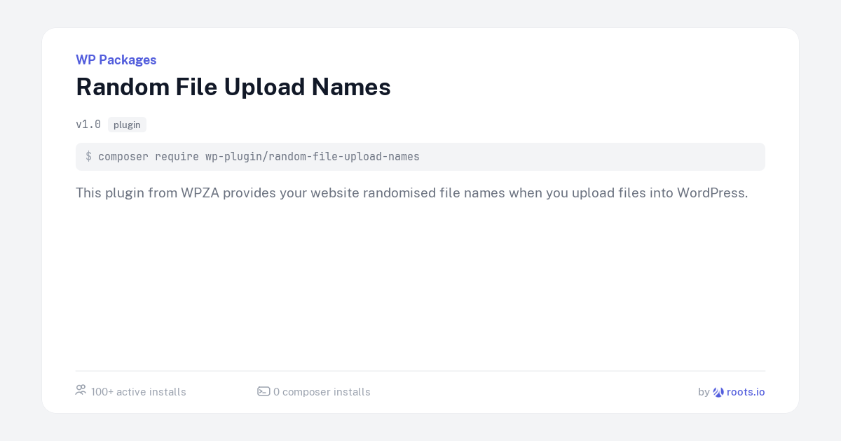Random Package Random File Upload Names — WP Packages
