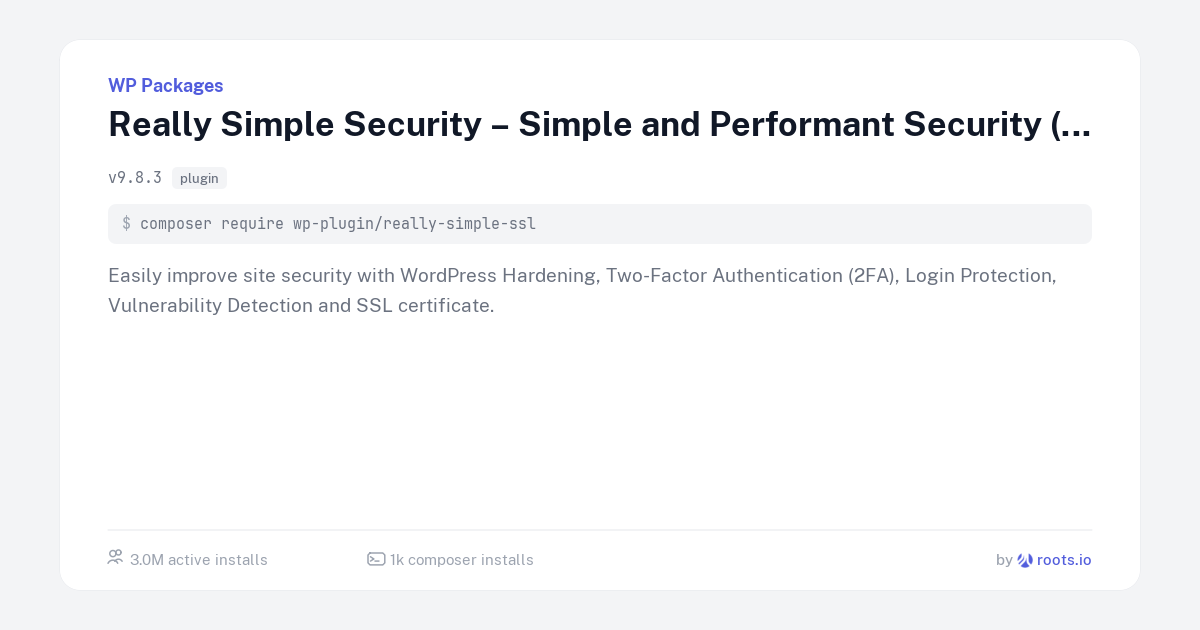 Really Simple Security – Simple and Performant Security (formerly ...