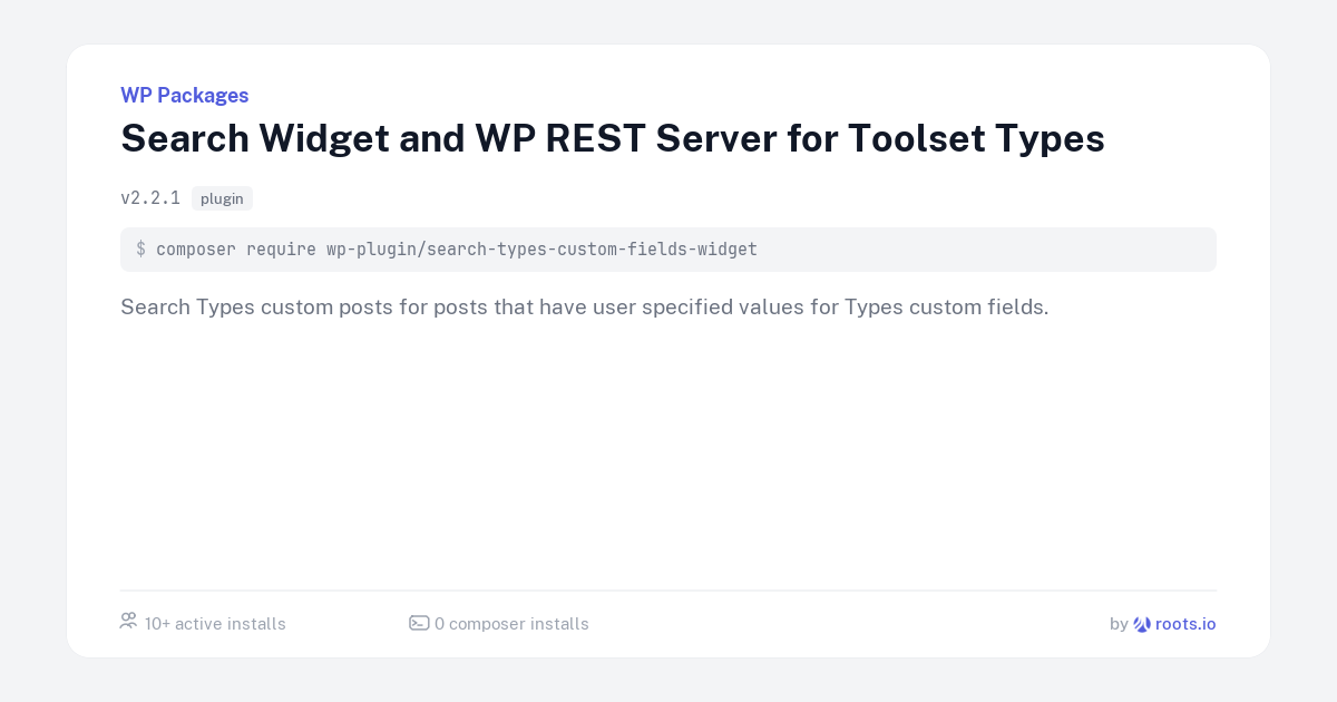 Search Widget and WP REST Server for Toolset Types — WP Packages