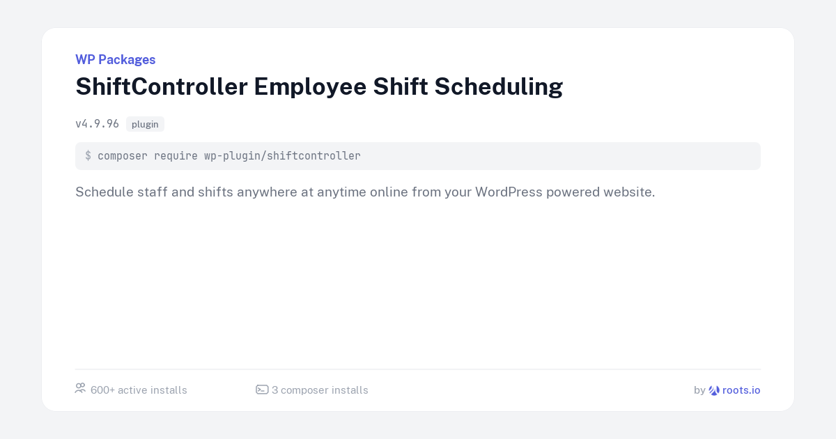Ms Shift Package ShiftController Employee Shift Scheduling — WP Packages