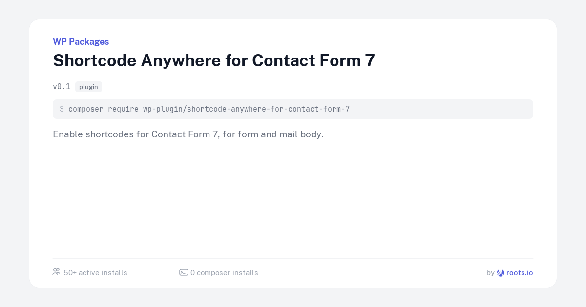 Shortcode Anywhere for Contact Form 7 — WP Packages