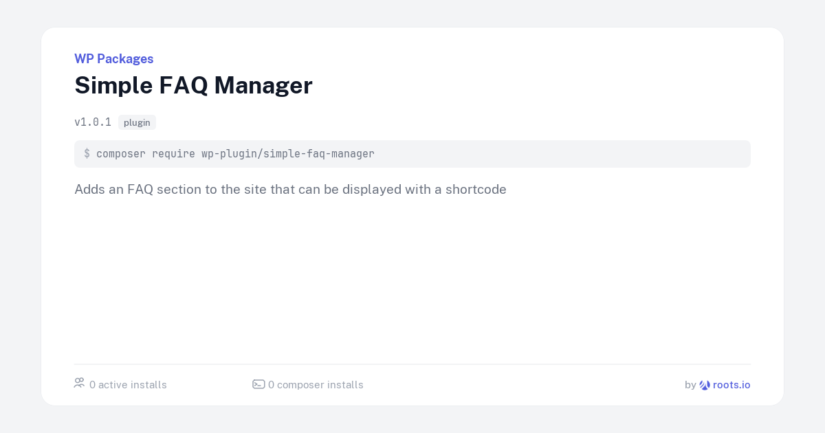 Manager Faq Simple FAQ Manager — WP Packages