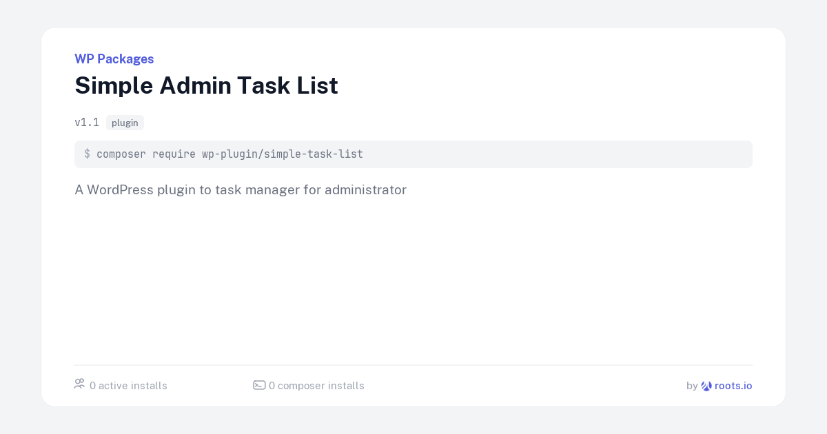 Simple Admin Task List — WP Packages
