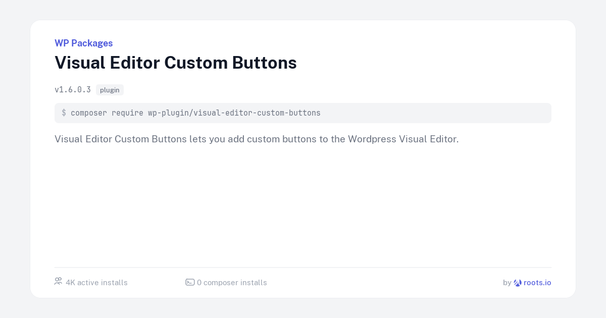Visual Editor Custom Buttons — WP Packages