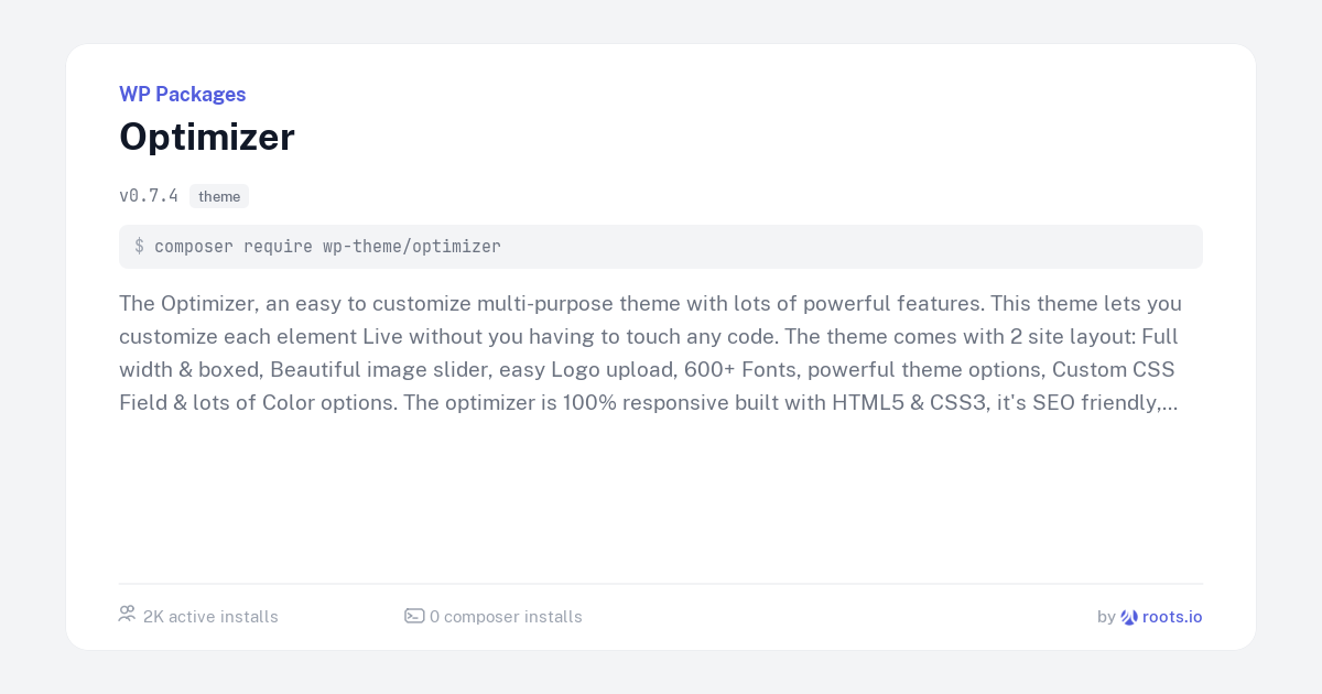 Optimizer — WP Packages