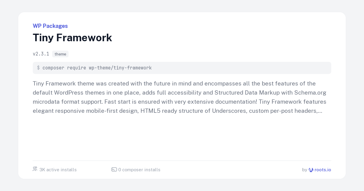 Tiny Framework — WP Packages